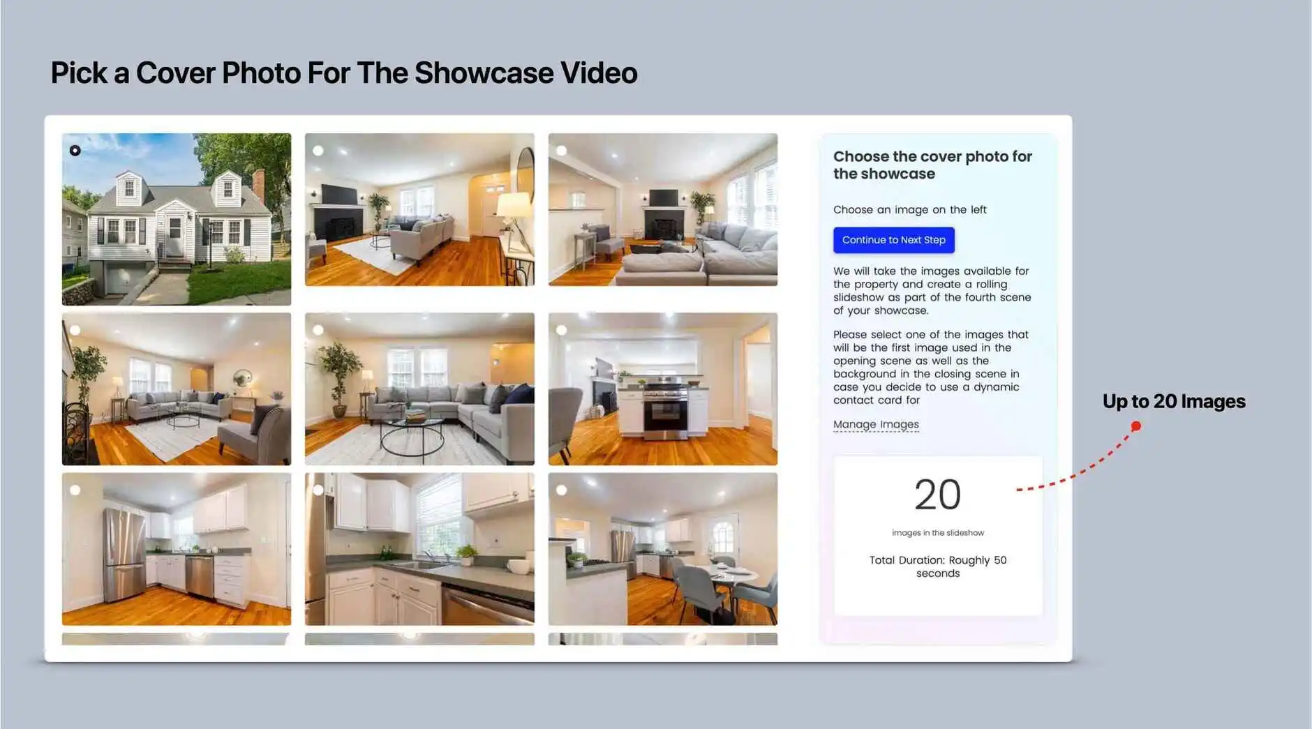 Choose Cover Photo for Property Showcase Video