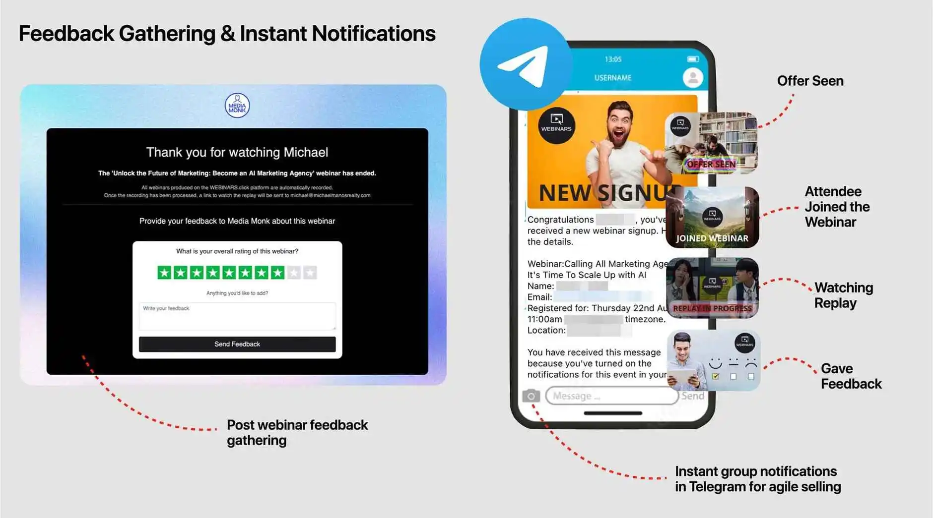 Post-Webinar Feedback and Instant Notifications