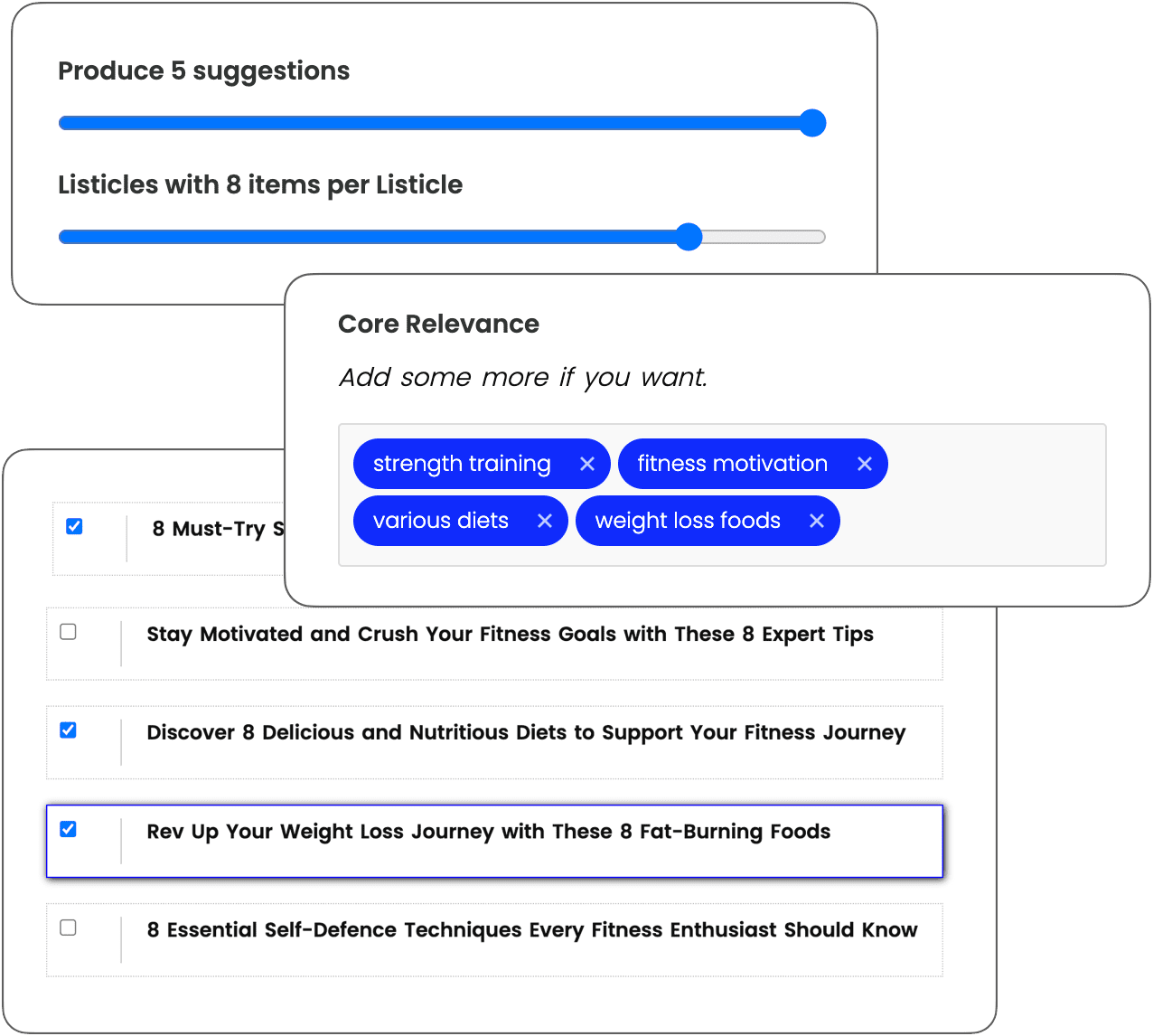 AI Listicle Builder initial step